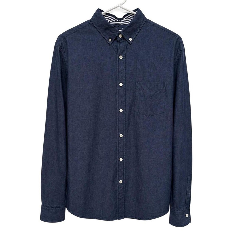 Express Soft Wash Button Down Mens Medium Blue 100% Cotton Long Sleeve Chambray